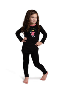 Pajamas For Kids  Black Classy Heavy Cotton Embroidered Girl Doll – Cindy  & Bella