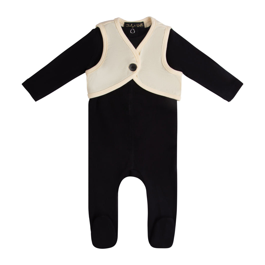 Stretchie For Baby | Ivory Vest Footsie