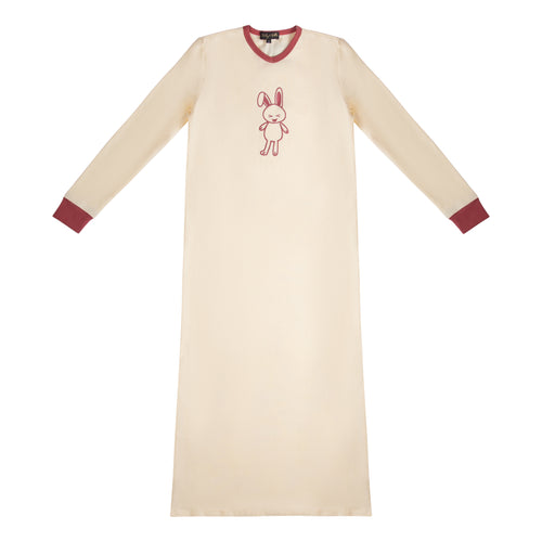 Nightgown For Girls |  Ivory Pink Bunny Nightgown