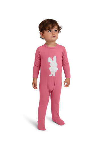 Stretchie For Baby | Pink Sherpa Bunny Onsie