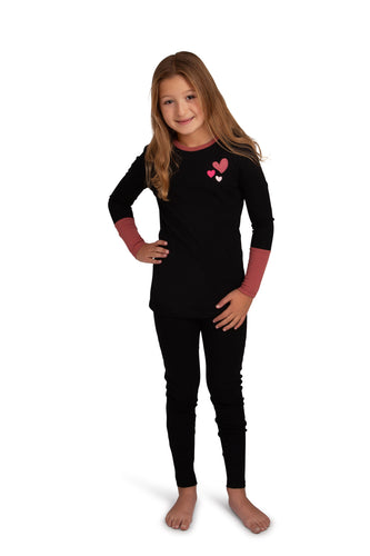 Pajamas For Girls | Heart Embroidery Pajamas