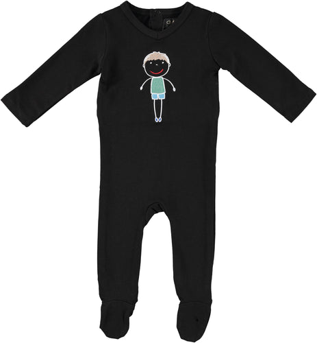 Stretchie For Baby | Black Classy Heavy Cotton Embroidered Boy Doll