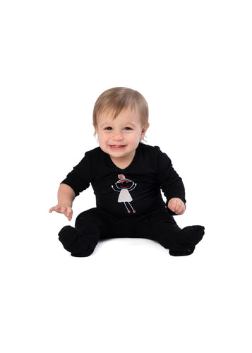 Stretchie For Baby | Black Classy Heavy Cotton Embroidered Girl Doll