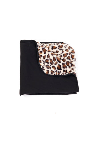 Blanket For Kids | Black Classy Cotton Leopard Fur