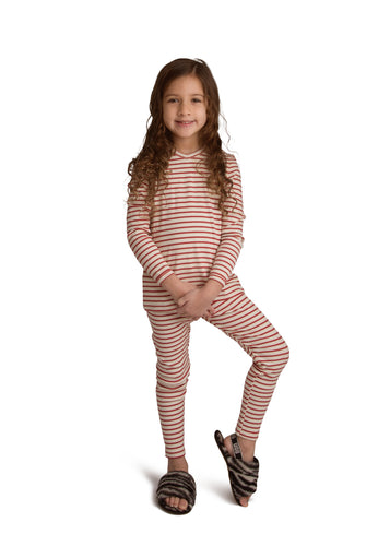 Pajamas For Kids | Ivory & Raspberry Classy Cotton Ribbed