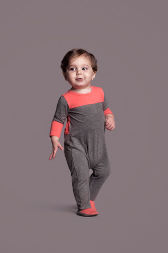 Stretchie For Baby Boy | Grey & Coral Classy Soft Cotton