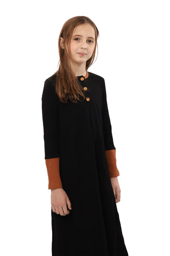 Nightgown For Kids | Black & Brown Classy Ribbed