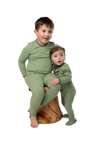 Pajamas For Kids | Green Classy Soft Cotton Ribbed